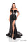 Prom Dresses Fitted Metallic Long Formal Slit Prom Dress Black