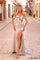 Prom Dresses Fitted Metallic Long Formal Slit Prom Dress Silver