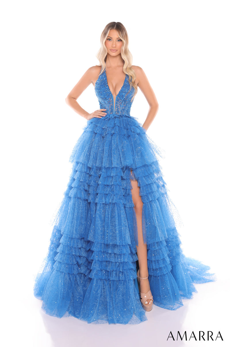 Amarra 88226 Long Beaded Ball Gown Corset Prom Dress