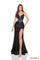 Prom Dresses Long Fitted Slit Formal Beaded Prom Dress Black/Silver