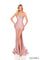 Prom Dresses Long Fitted Slit Formal Beaded Prom Dress Blush