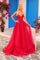 Prom Dresses Lace A Line Long Formal Glitter Prom Dress Red