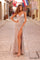 Prom Dresses Sequin Fitted Long Formal Slit Prom Dress Silver/Nude