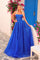 Prom Dresses Long Ball Gown Floral Lace Applique Prom Dress Royal Blue