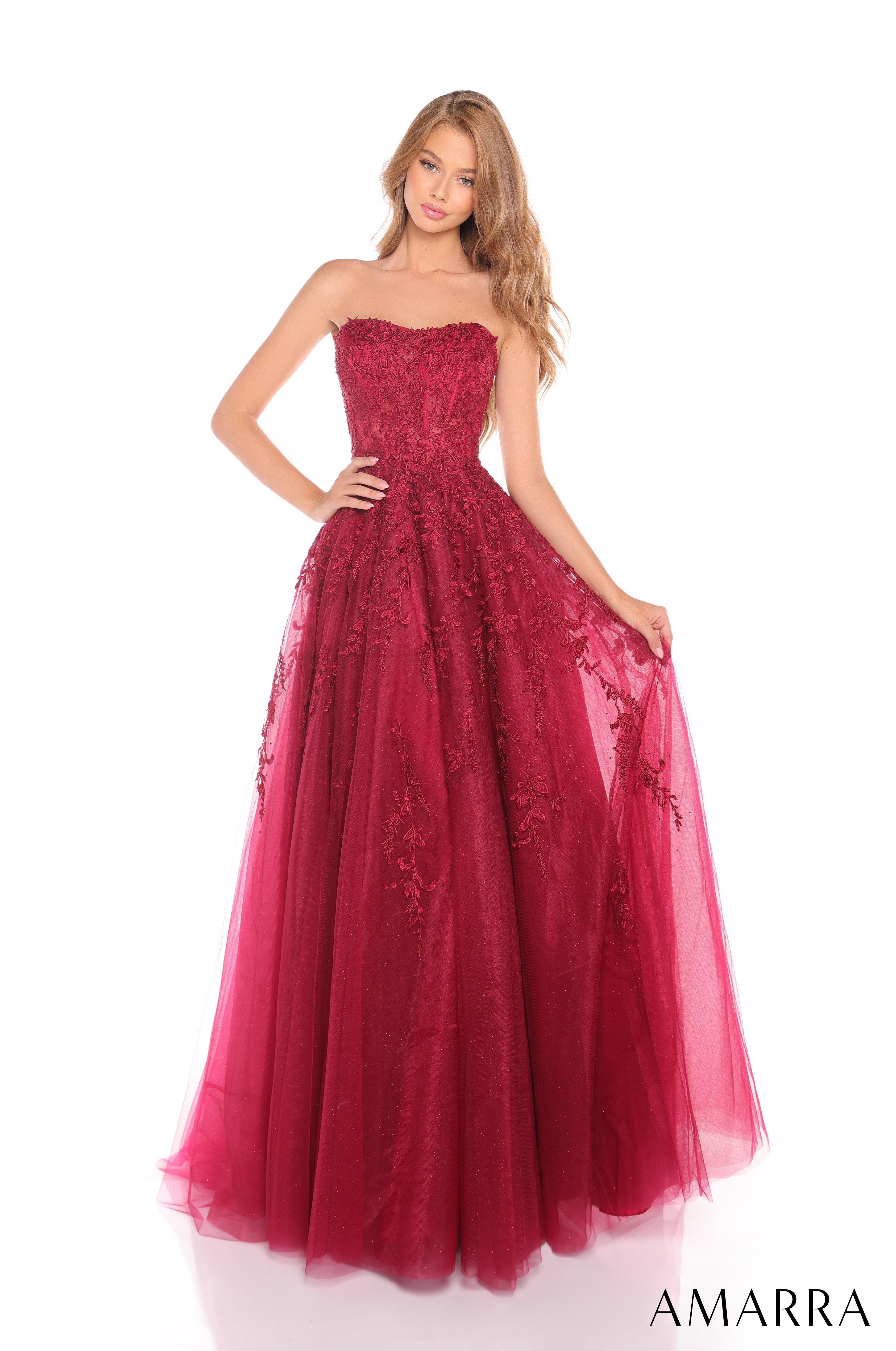 Prom Dresses Long Ball Gown Floral Lace Applique Prom Dress Wine