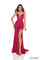 Prom Dresses Fitted Slit Long Formal Floral Prom Dress Wine