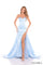 Prom Dresses Slit Fitted Long Formal Beaded Prom Dress Light Blue