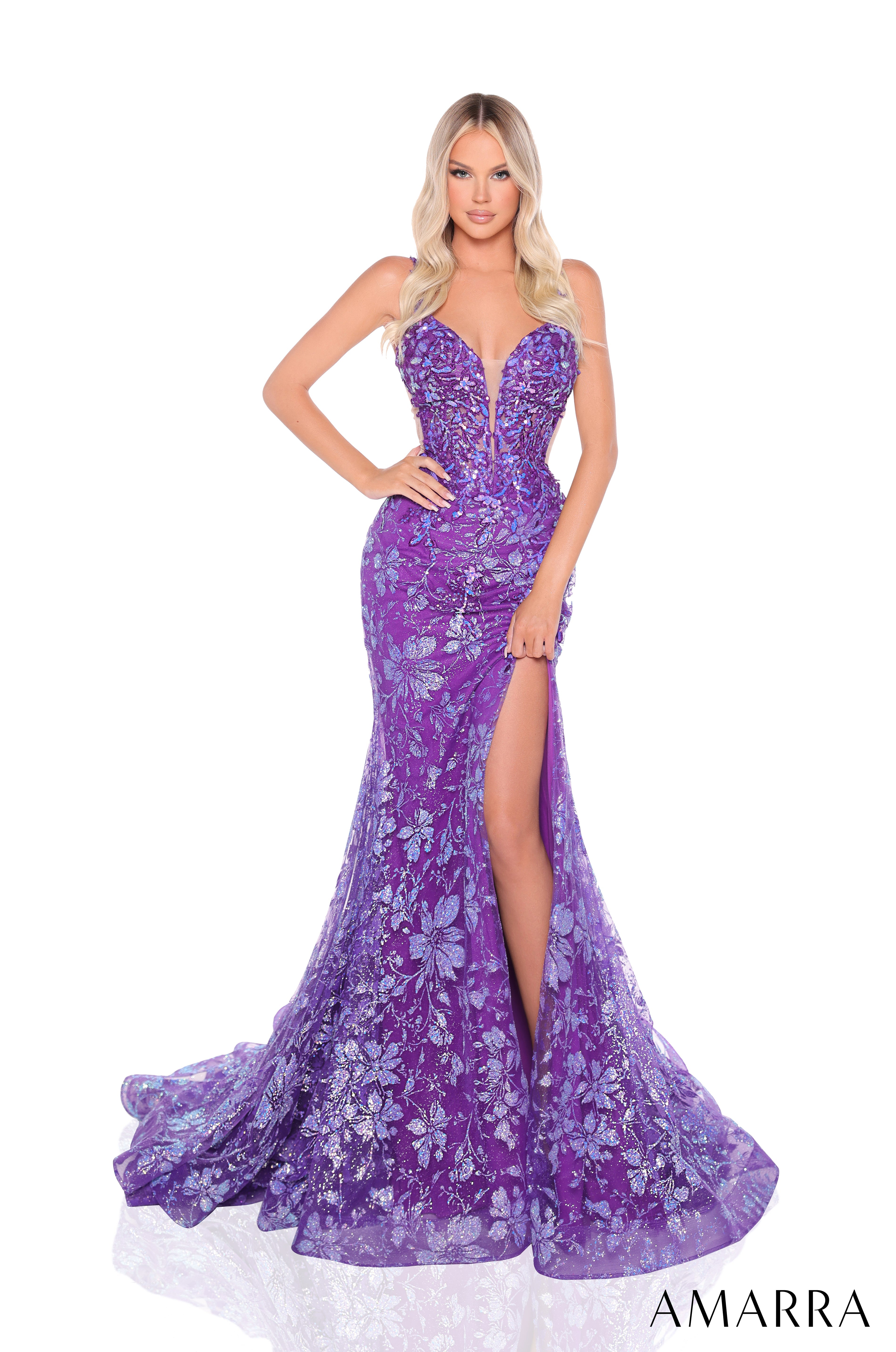 Prom Dresses Long Mermaid Glitter Formal Sequin Prom Dress Purple