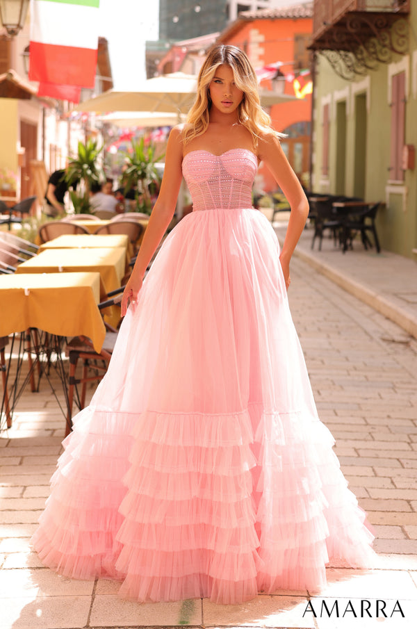 Amarra 88277 Beaded Long Ballgown A Line Prom Dress
