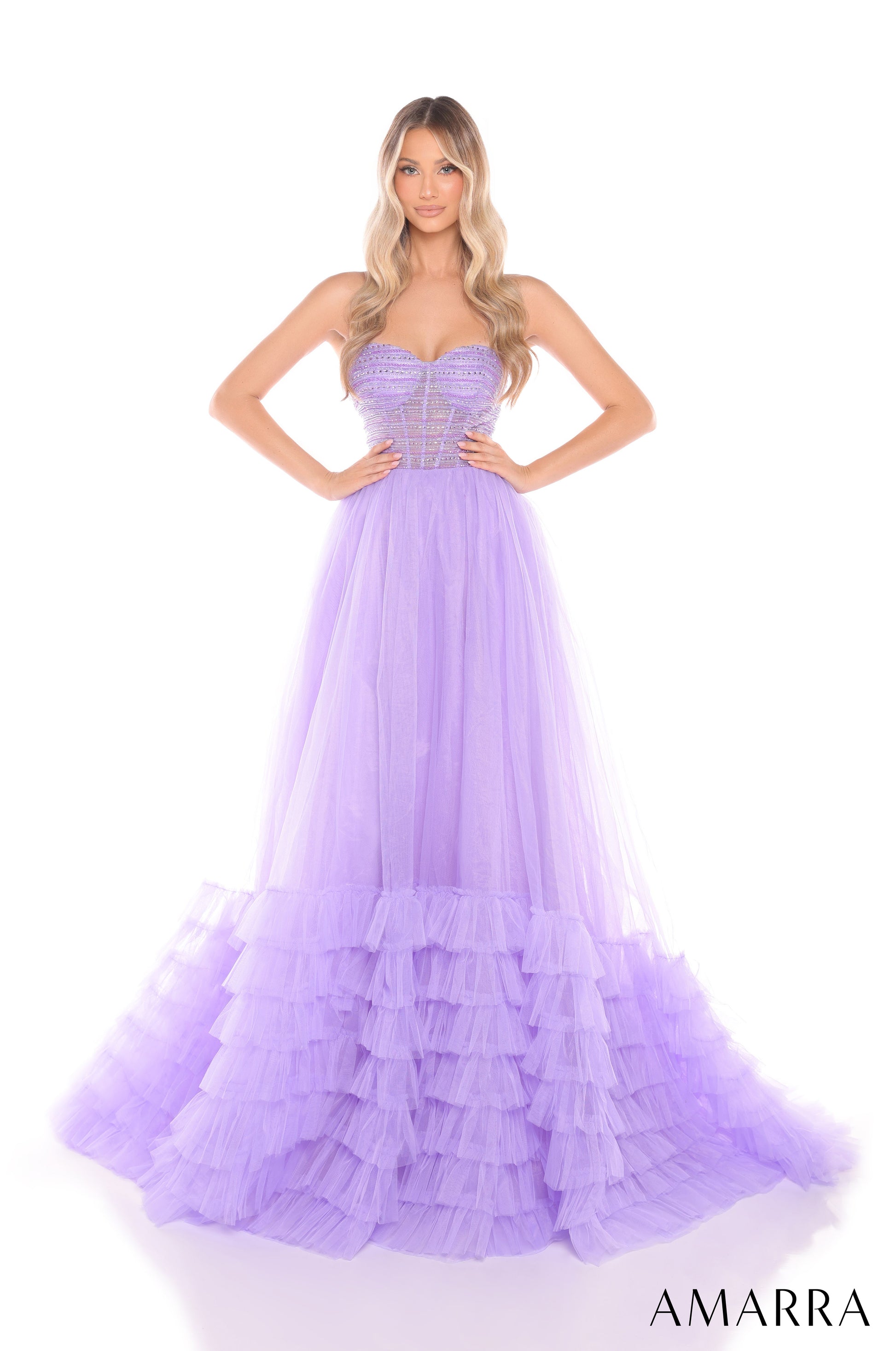Amarra 88277 Beaded Long Ballgown A Line Prom Dress