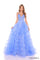 Prom Dresses Beaded Ball Gown Ruffle Prom Pocket Dress Periwinkle