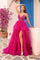 Prom Prom Long Ball Gown Beaded Slit Dress Bright Fuchsia