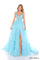 Prom Prom Long Ball Gown Beaded Slit Dress Light Blue
