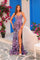 Prom Dresses Fitted Sequin Long Slit Pattern Prom Dress Black