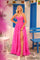 Prom Dresses Prom A Line Slit Formal 3D Sequin Dress Fuchsia