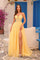 Prom Dresses Prom A Line Slit Formal 3D Sequin Dress Light Yellow