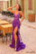 Prom Dresses Beaded Lace High Slit Long Formal Prom Dress Purple