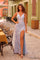 Prom Dresses Prom Long Fitted Sequin Slit Formal Dress Light Blue