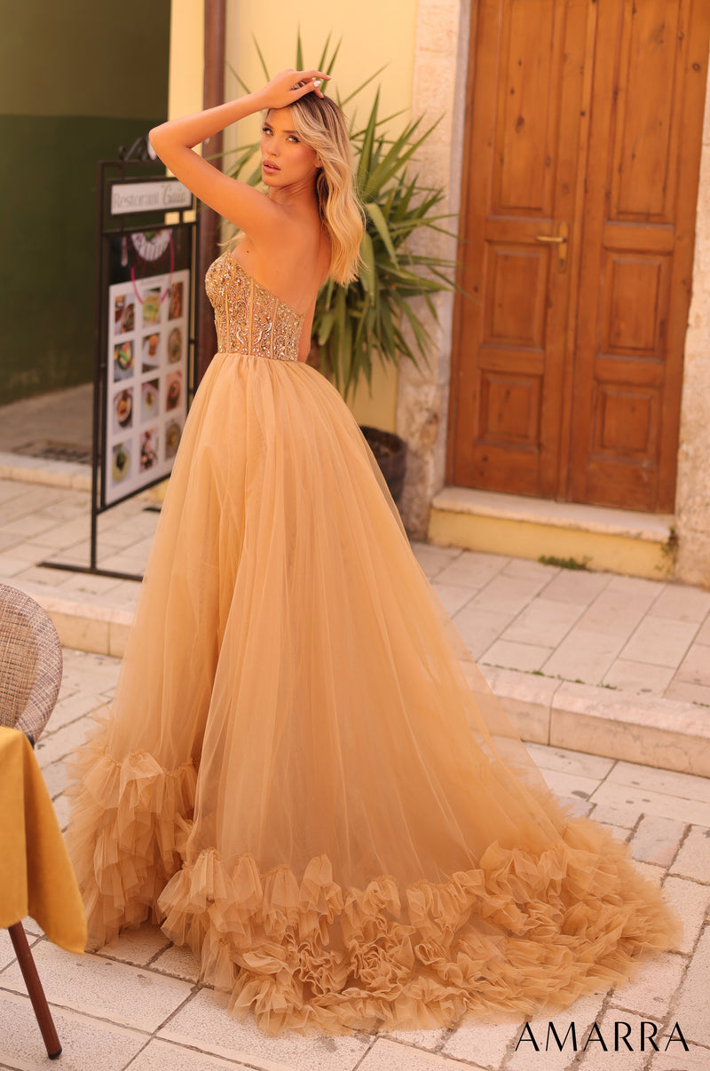 Prom Dresses Prom Long Ball Gown Formal Beaded Dress Nude/Gold