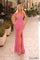 Prom Dresses Glitter Long Formal Mermaid Prom Dress Bright Pink