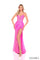 Prom Dresses Fitted Sequin Long Formal Slit Prom Dress Fucshia
