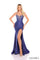 Prom Dresses Beaded Long Mermaid Fit Prom Formal Slit Dress Navy