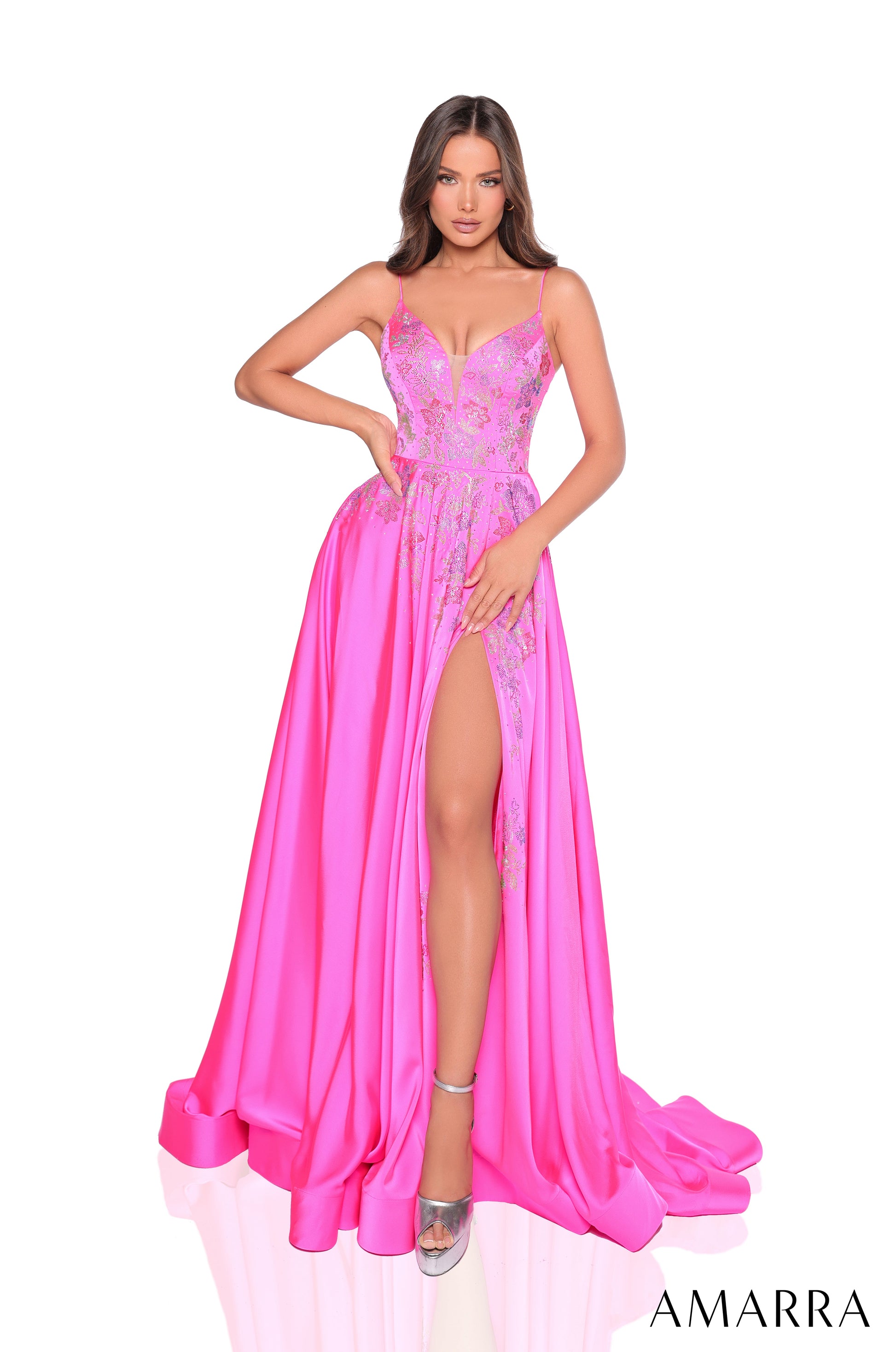 Amarra 88354 Prom A Line Formal Long Beaded Print Dress