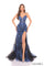 Prom Dresses Glitter Long Formal Sequin Applique Prom Dress Black/Royal