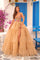 Prom Dresses Long Ball Gown Beaded Ruffle Prom Slit Dress Nude/Multi