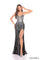 Prom Dresses Fitted Prom Long Formal Beaded Slit Dress Black/Silver