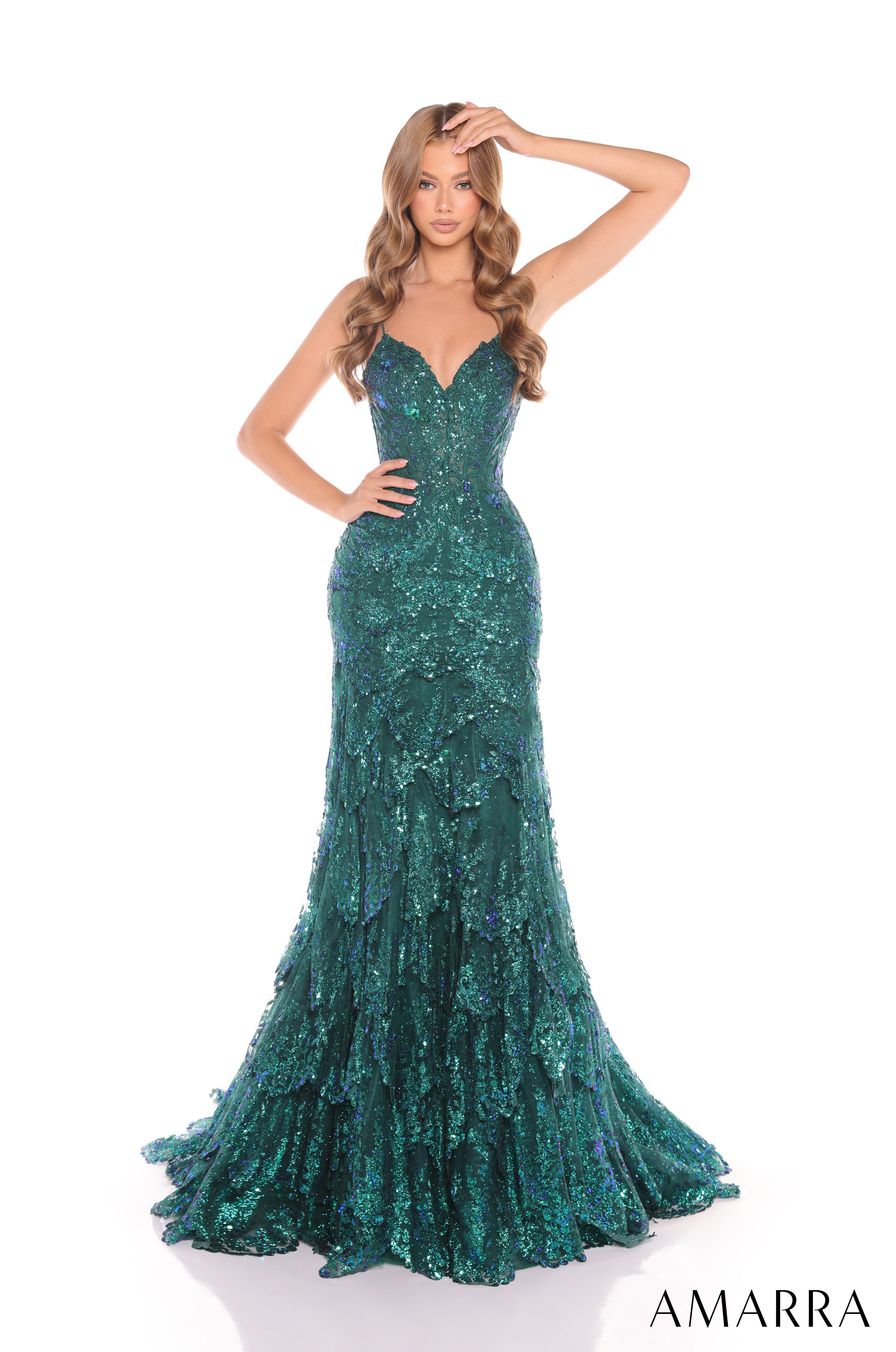 Prom Dresses Prom Long Glitter Formal Sequin Applique Dress Emerald