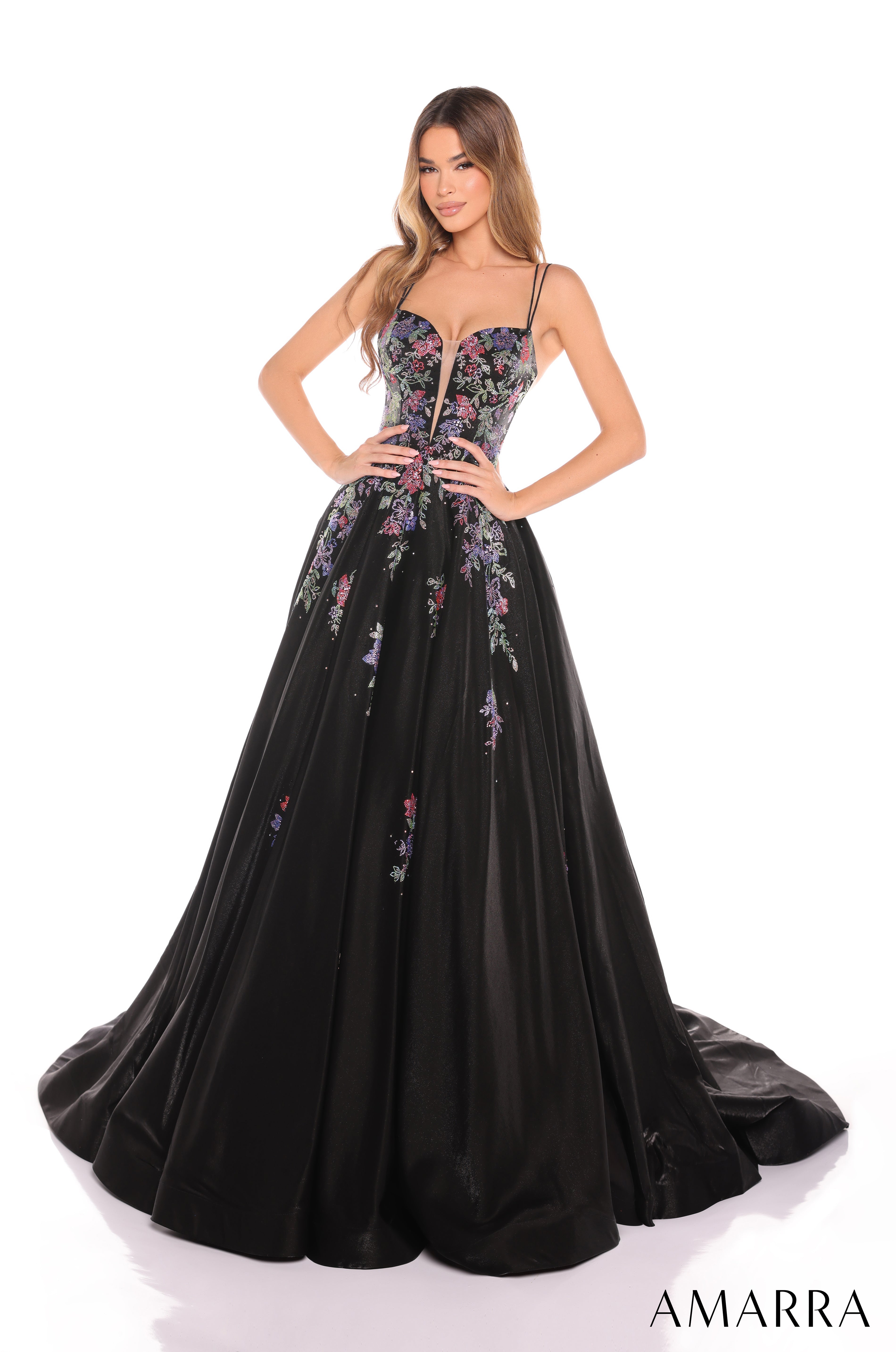 Prom Dresses Long Ball Gown Two Tone Formal Beaded Prom Dress Black