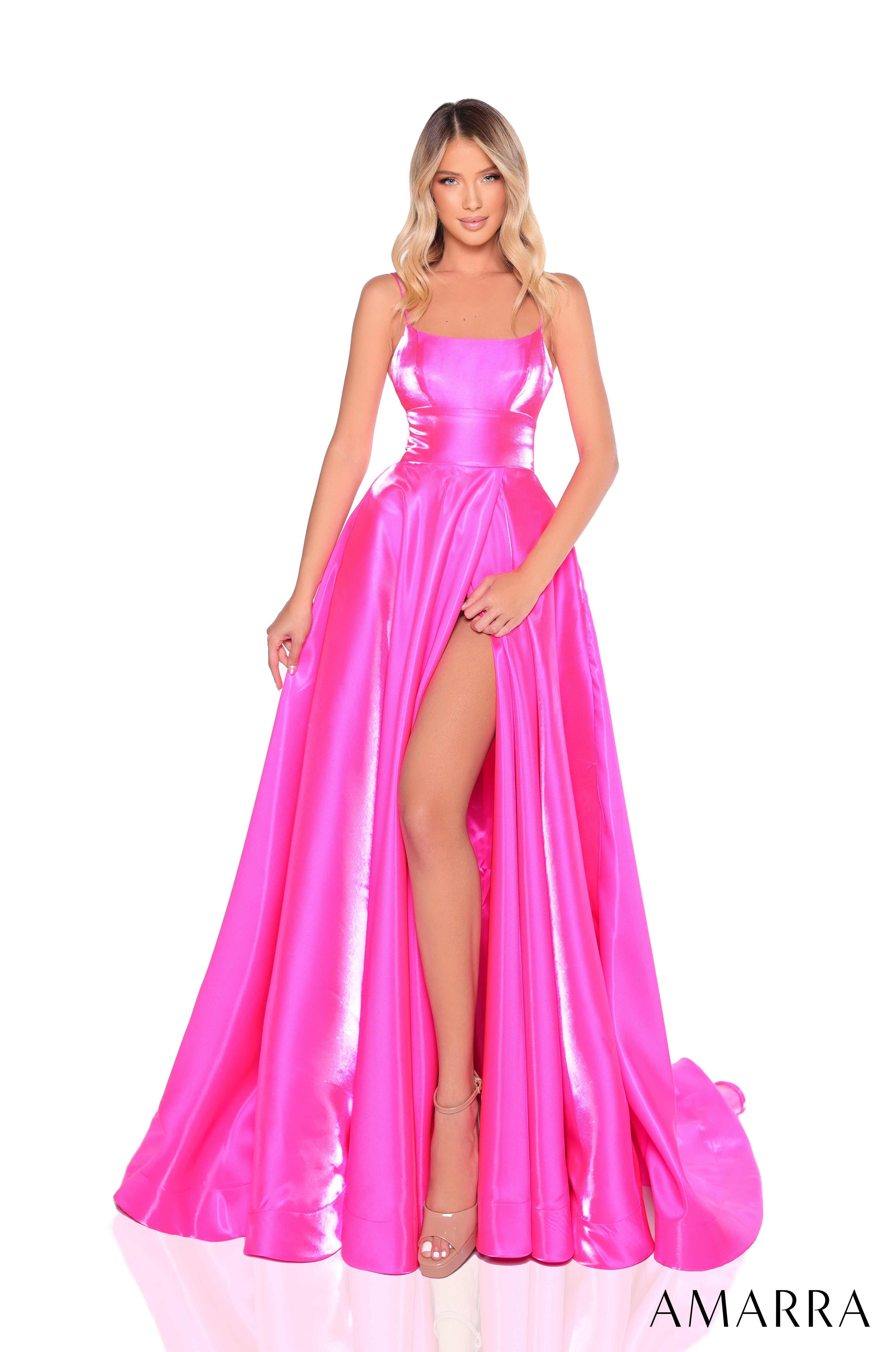 Prom Dresses Long Formal Slit A Line Prom Dress Fuchsia