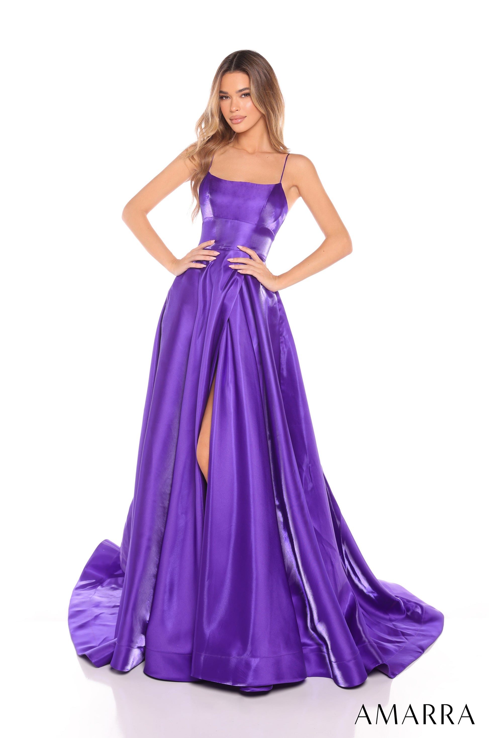 Amarra 88382 Long Formal Slit A Line Prom Dress