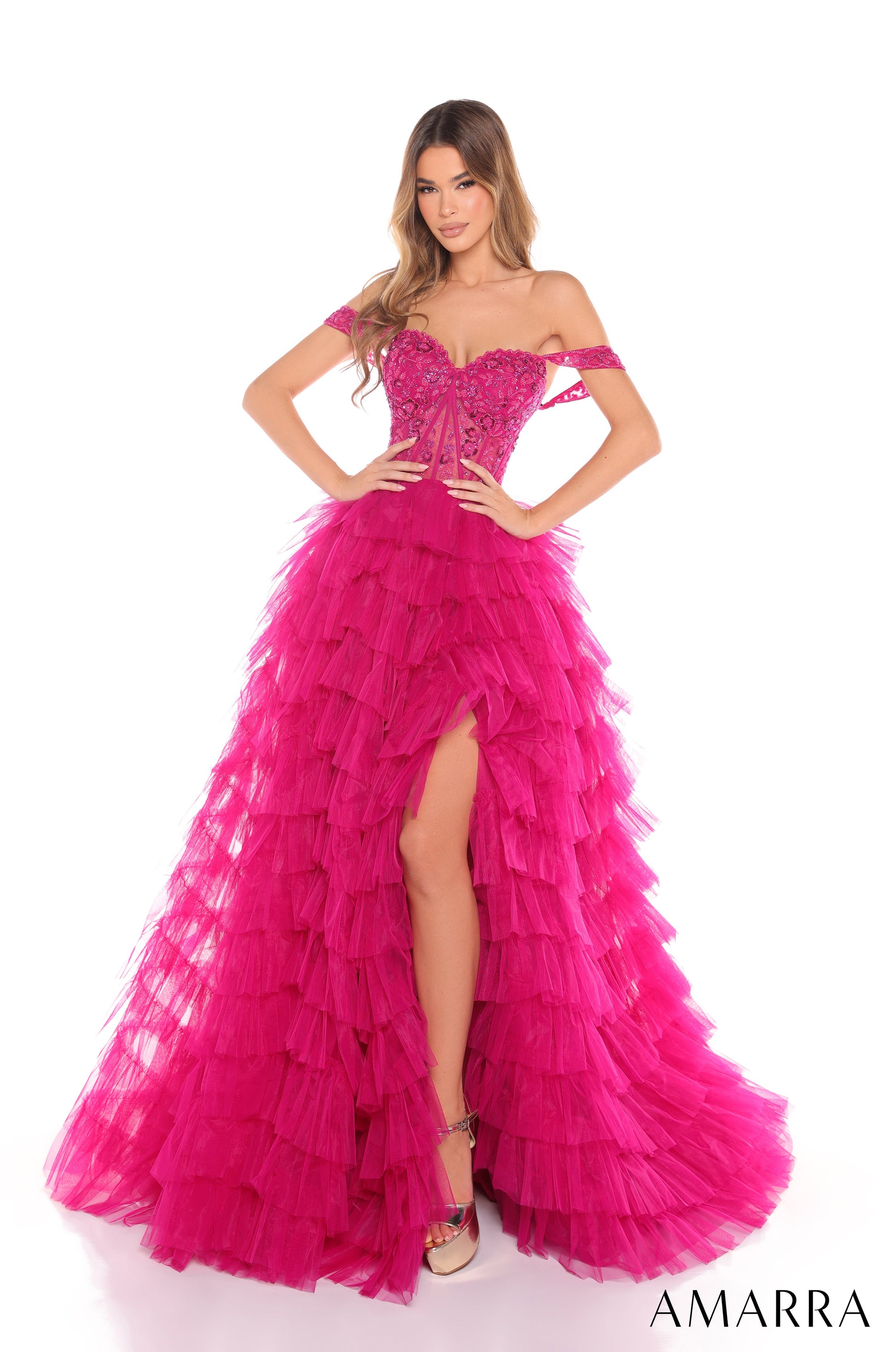 Amarra 88388 Beaded Ball Gown Long Prom Dress