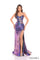 Prom Dresses Long Fitted Slit Beaded Metallic Prom Formal Dress Bright Purple