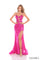 Prom Dresses Long Fitted Slit Beaded Metallic Prom Formal Dress Fuchsia