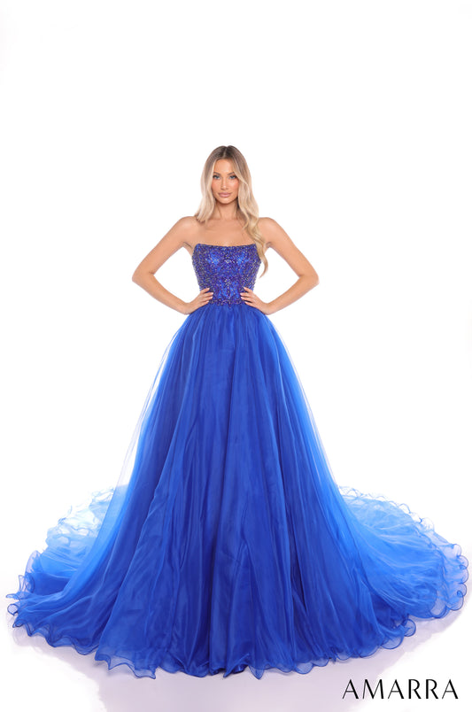 Prom Dresses Beaded Long Ball Gown Formal Prom Dress Royal Blue