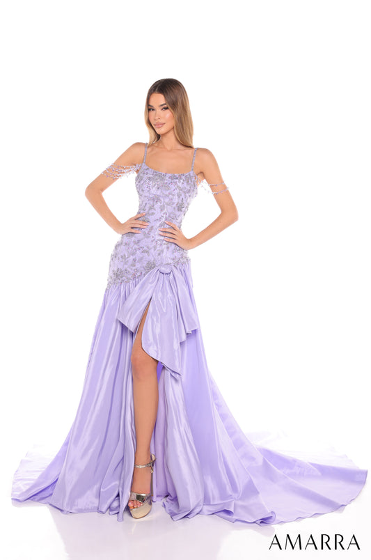 Prom Dresses Prom A Line Long Formal Beaded Formal Slit Dress Lavender
