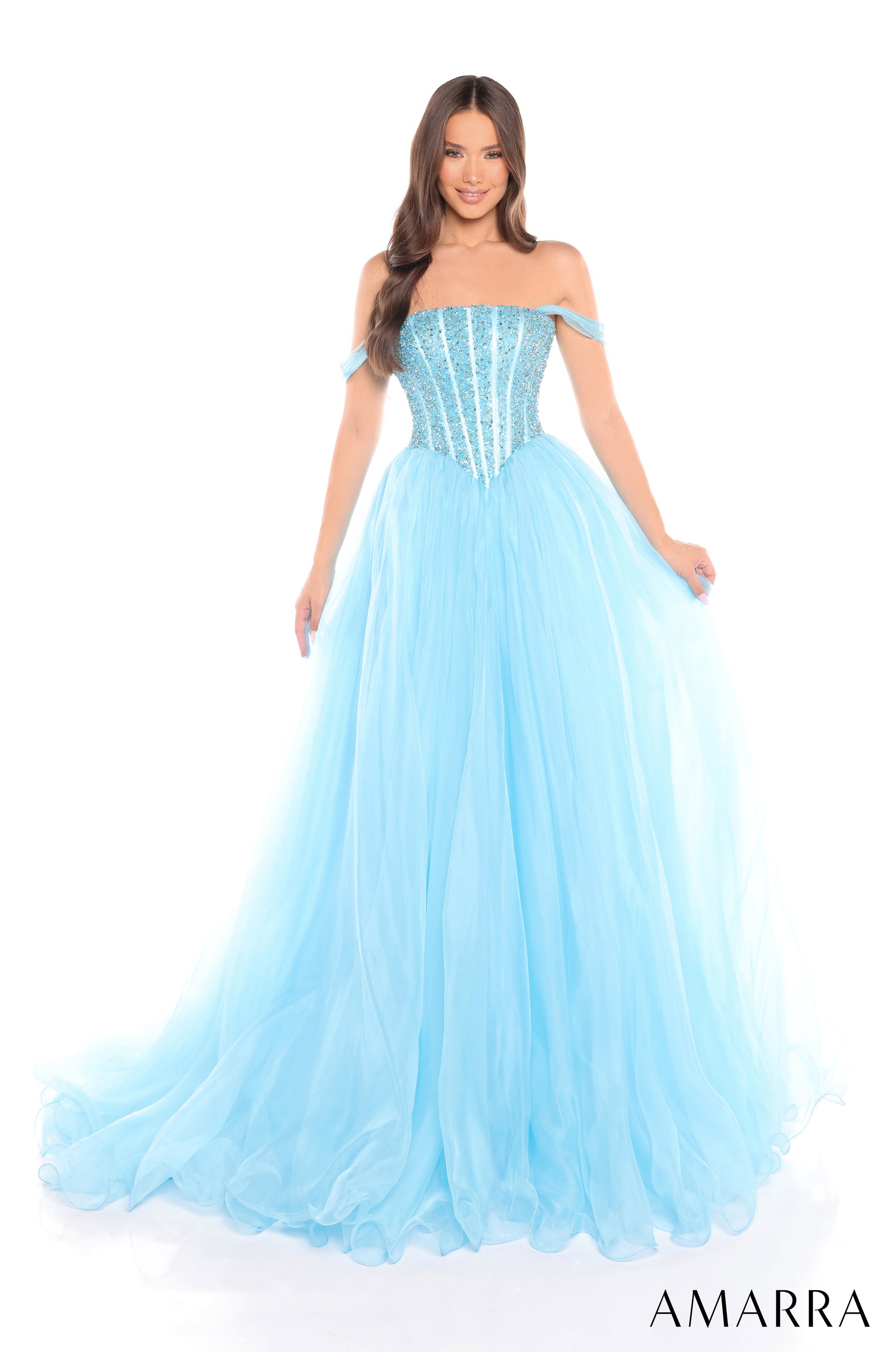 Amarra 88443 A Line Prom Beaded Formal Long Prom Dress