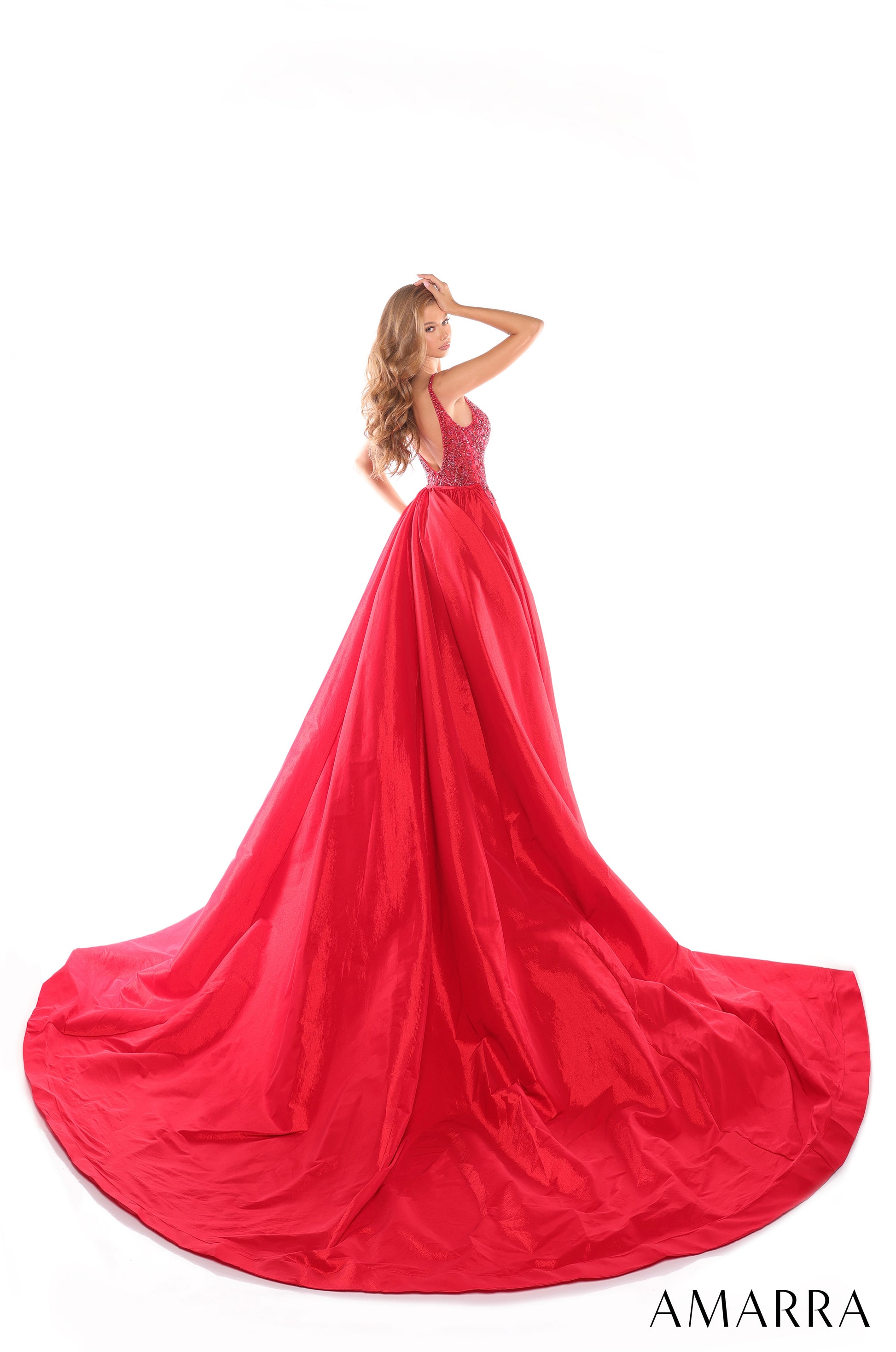 Amarra 88444 A Line Long Formal Detachable Overskirt Prom Dress