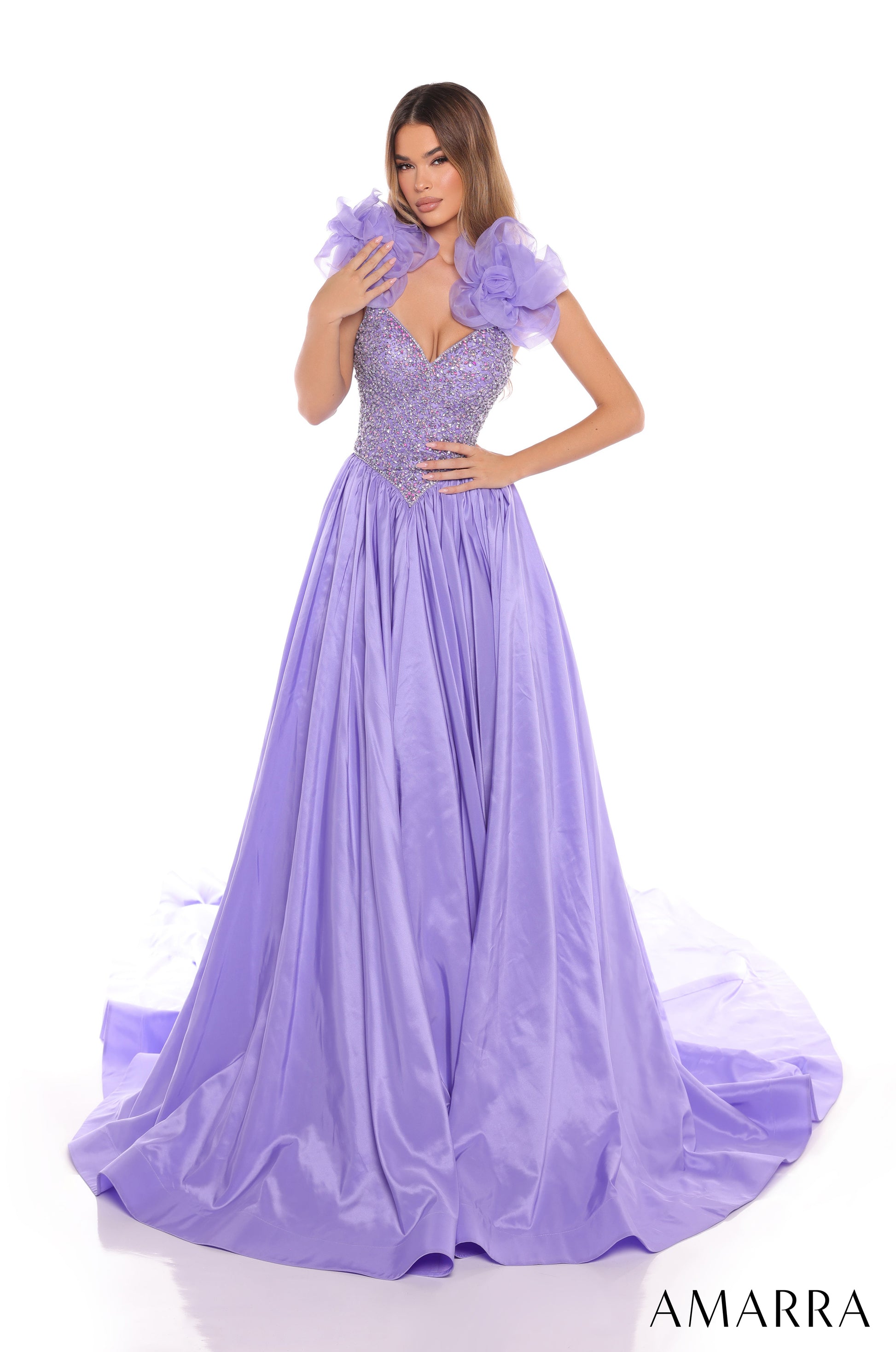 Amarra 88445 A Line Beaded Long Formal Prom Dress