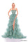 Prom Dresses Long Slit Ruffle Prom Dress Sage