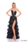 Prom Dresses Fitted Sequin Long Ruffle Prom Dress  Black