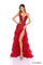 Prom Dresses Fitted Sequin Long Ruffle Prom Dress  Red