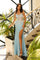 Prom Dresses Fitted Long Floral Sequin Prom Dress Light Blue
