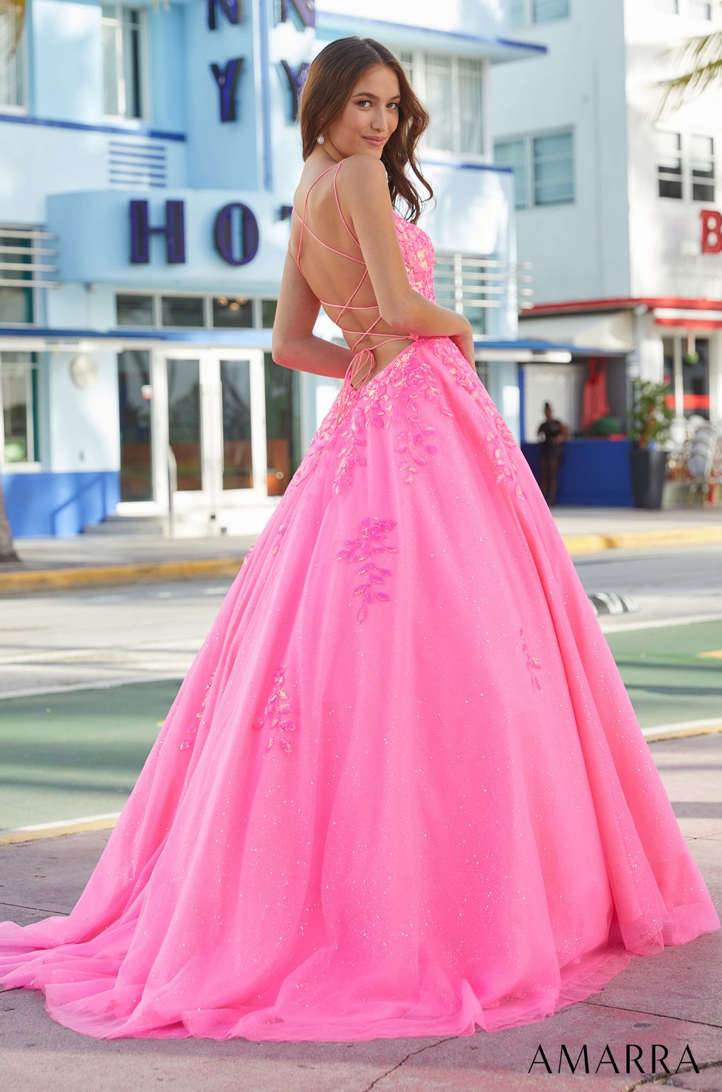 Amarra 88574 Long Ball Gown Sequin Applique Prom Dress