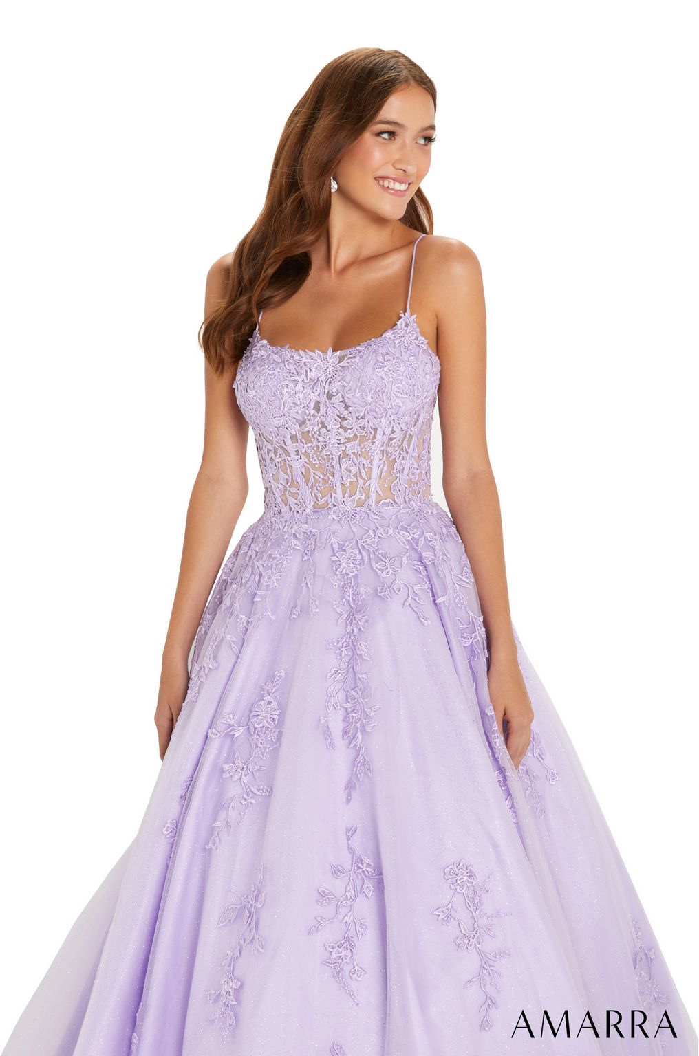 Amarra 88584 Long Glitter Ball Gown Prom Dress