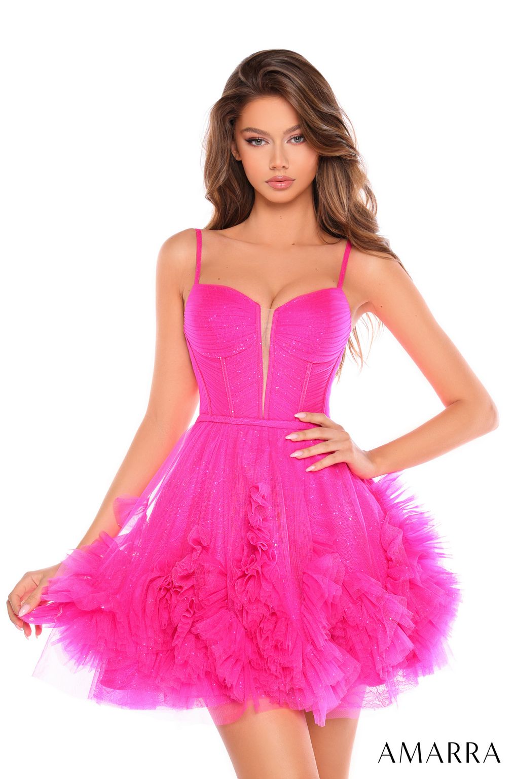 Amarra 88677 Short Homecoming Ruffle Cocktail Dress