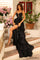 Prom Dresses Long Beaded Lace Floral Ball Gown Prom Dress Black